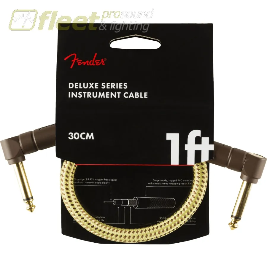 Fender Deluxe Series Instrument Cable, Angle/Angle, 1', Tweed (0990820097)