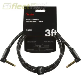 Fender Deluxe Series Instrument Cable, Angle/Angle, 3', Black Tweed (0990820096)