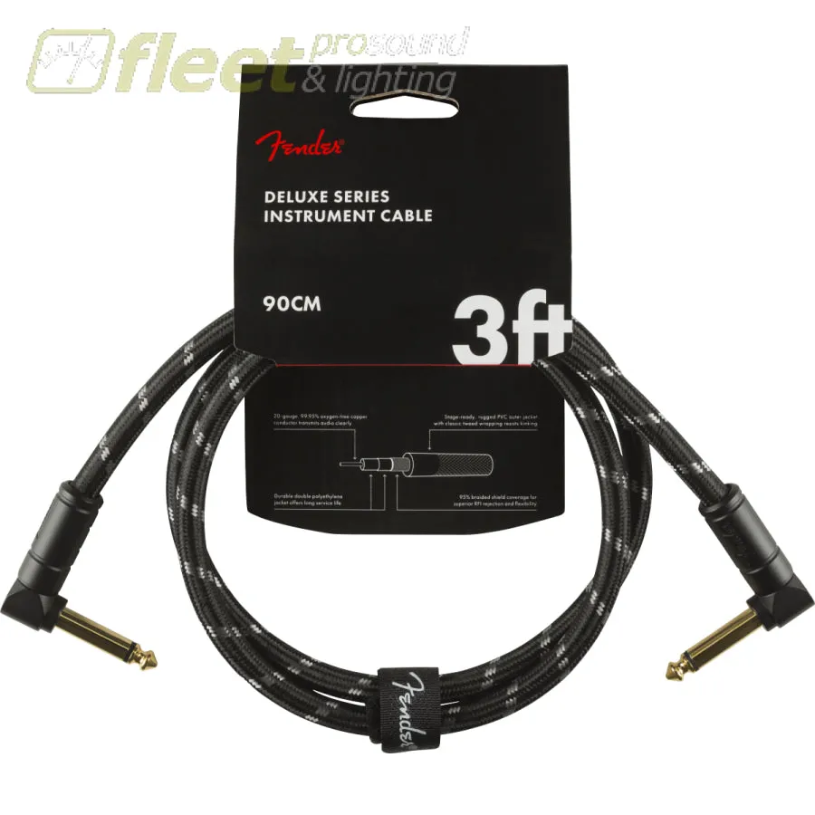 Fender Deluxe Series Instrument Cable, Angle/Angle, 3', Black Tweed (0990820096)