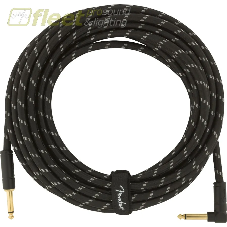 Fender Deluxe Series Instrument Cable, Straight/Angle, 25', Black Tweed (0990820077)