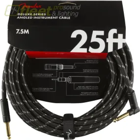 Fender Deluxe Series Instrument Cable, Straight/Angle, 25', Black Tweed (0990820077)