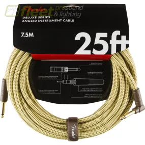 Fender Deluxe Series Instrument Cable, Straight/Angle, 25', Tweed (0990820078)