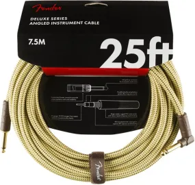 Fender Deluxe Series Instrument Cable, Straight/Angle, 25', Tweed