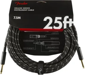 Fender Deluxe Series Instrument Cable, Straight/Straight, 25', Black Tweed