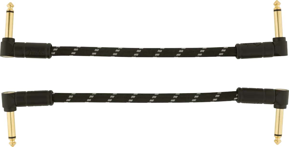 Fender Deluxe Series Instrument Patch Cables 6" - 2 Pack Black Tweed