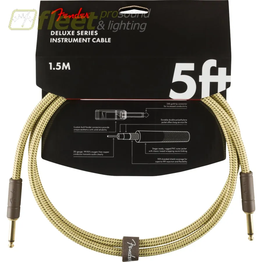 Fender Deluxe Series Instruments Cable, Straight/Straight, 5', Tweed (0990820094)