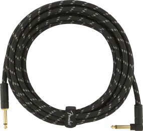 Fender DELUXE Series Straight/Angle Instrument Cable (Black Tweed) - 15'