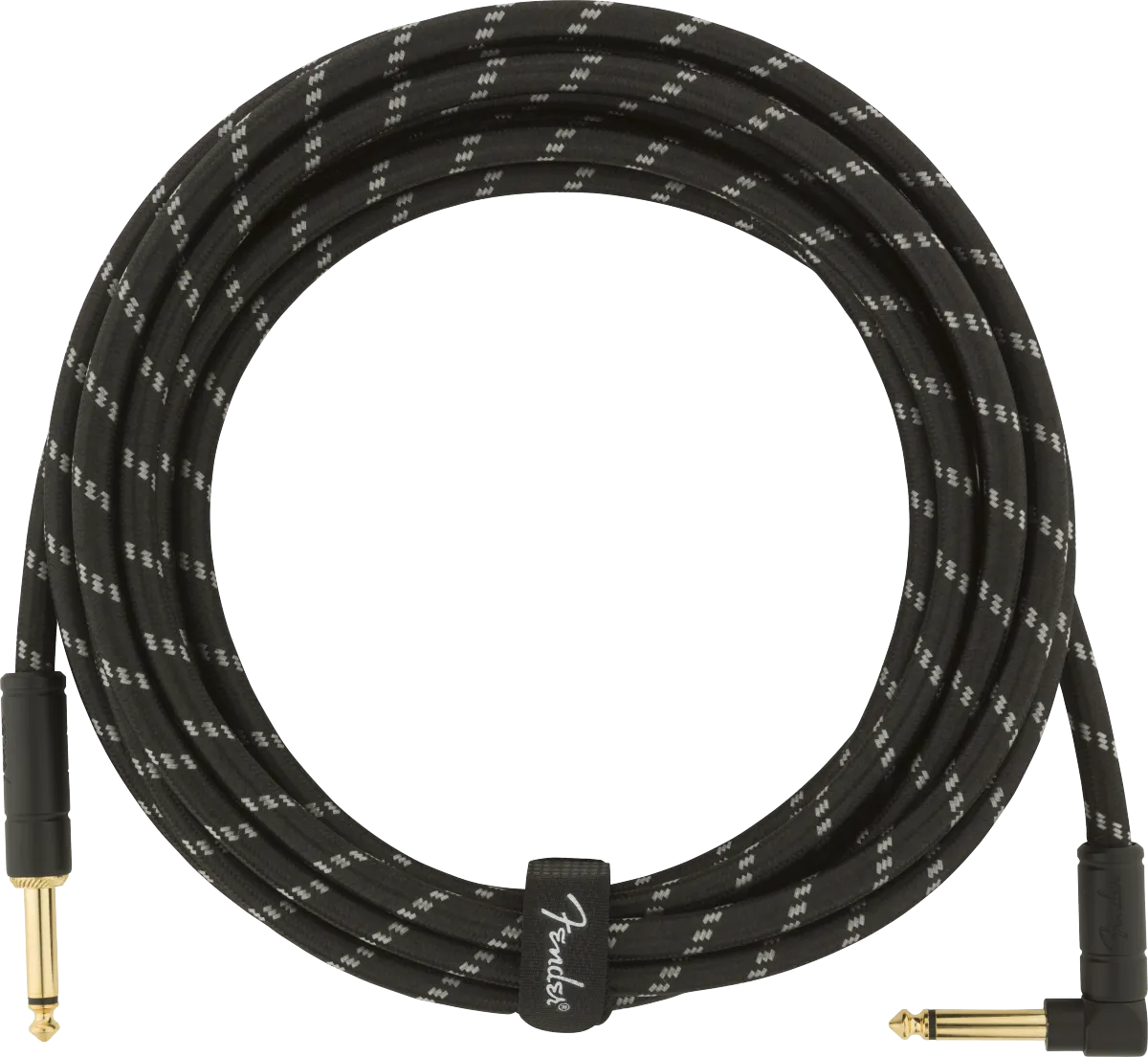 Fender DELUXE Series Straight/Angle Instrument Cable (Black Tweed) - 15'