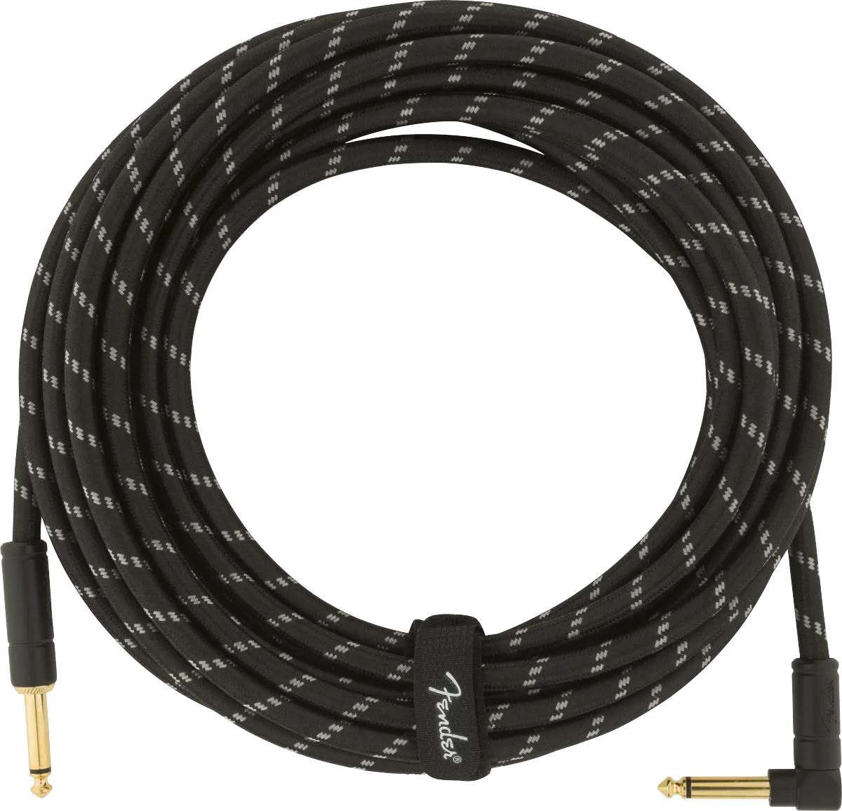 Fender DELUXE Series Straight/Angle Instrument Cable (Black Tweed) - 25'
