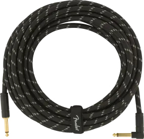 Fender DELUXE Series Straight/Angle Instrument Cable (Black Tweed) - 25'