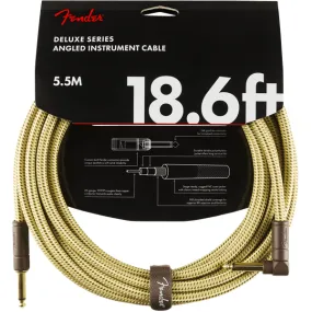 Fender Deluxe Series Tweed Guitar Cable - 18foot (5.5 meters) - Right Angle
