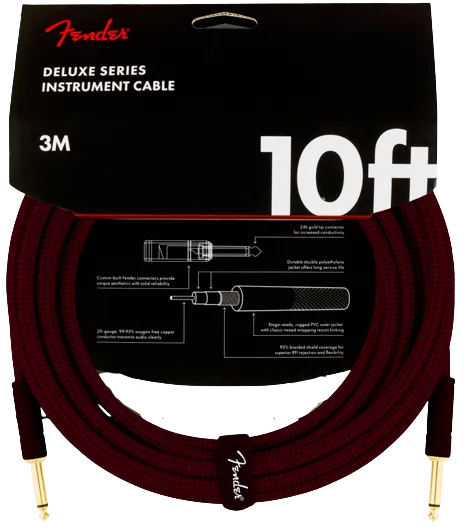 Fender DELUXE Woven Tweed Cable (Oxblood) - 10'