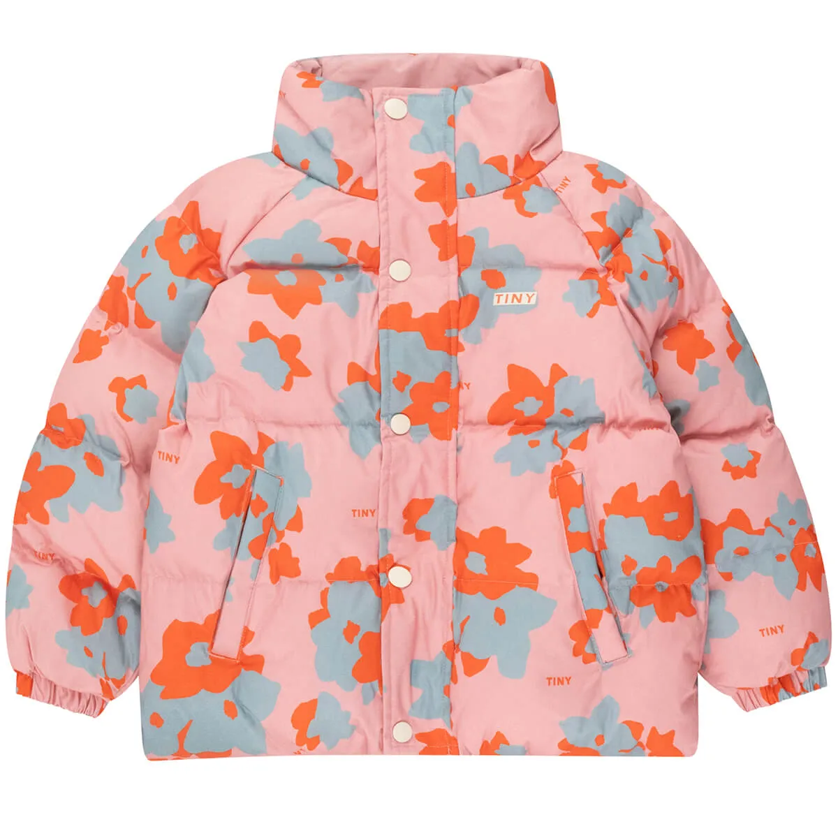 Flowers Short Padded Jacket in Peach by Tinycottons