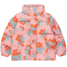 Flowers Short Padded Jacket in Peach by Tinycottons