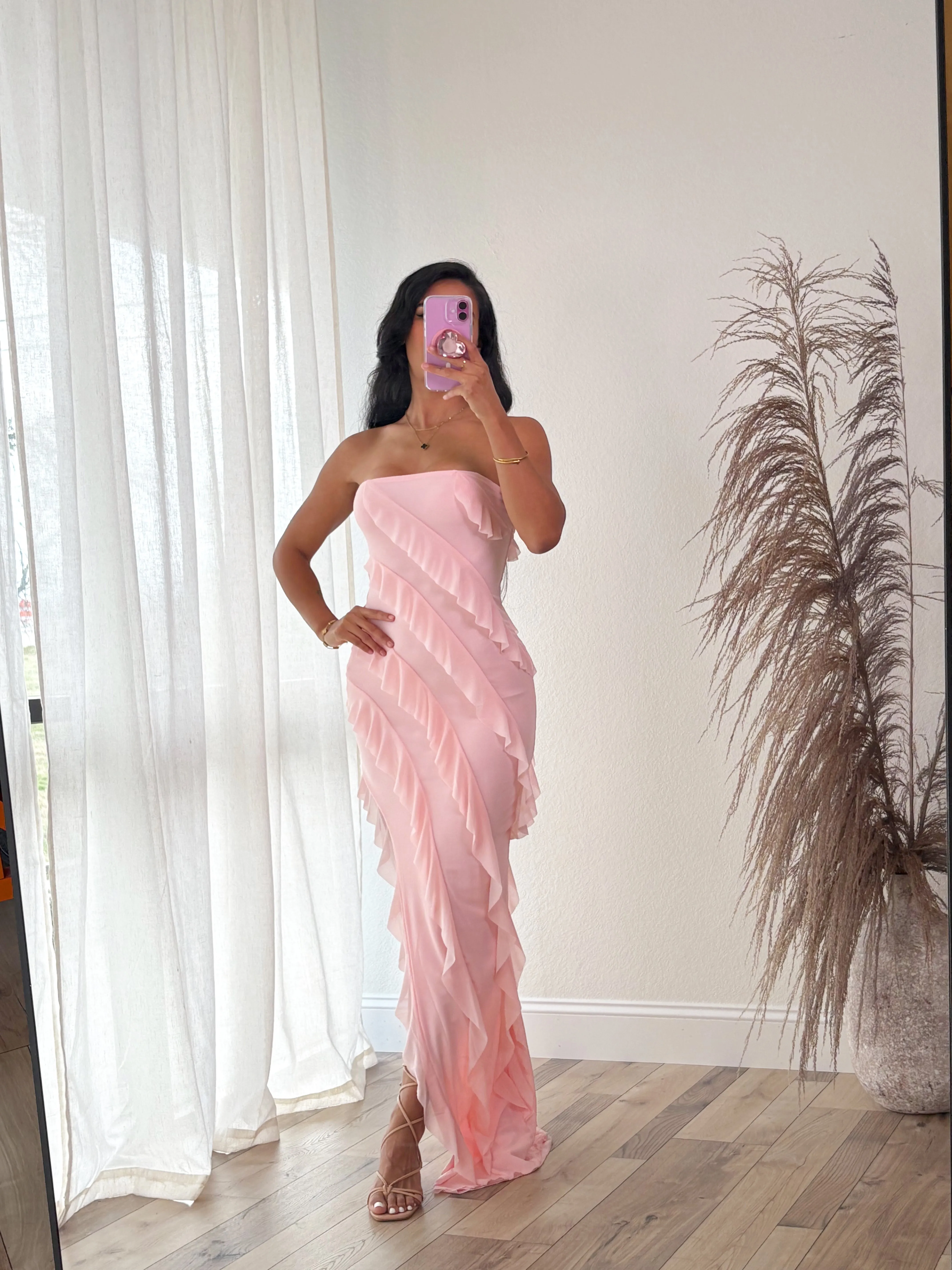 For The Frills Maxi Dress (Pink)