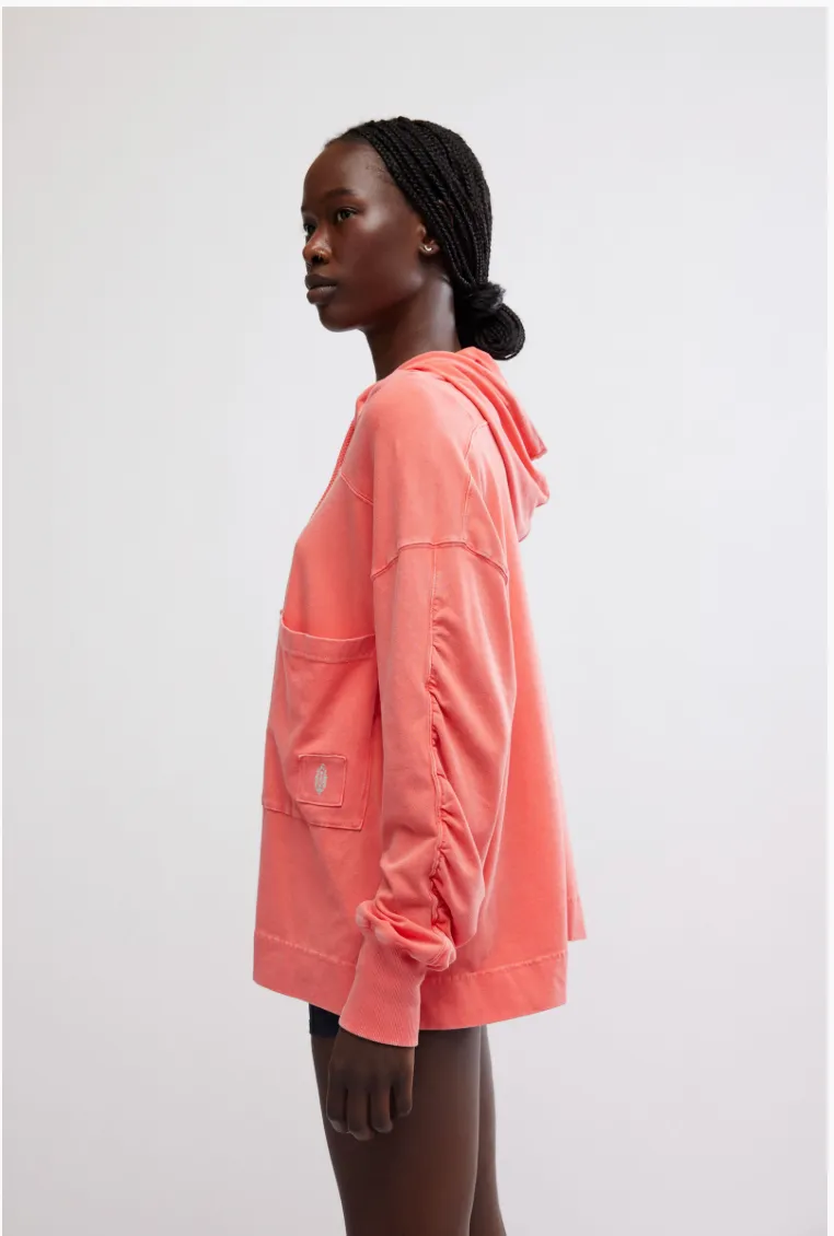 FREE PEOPLE Hot Shot Hooded Layer Coddy - Hibiscus