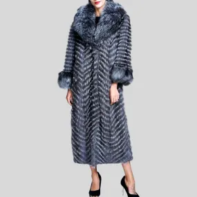 Genuine  Silver Fox Fur Coat