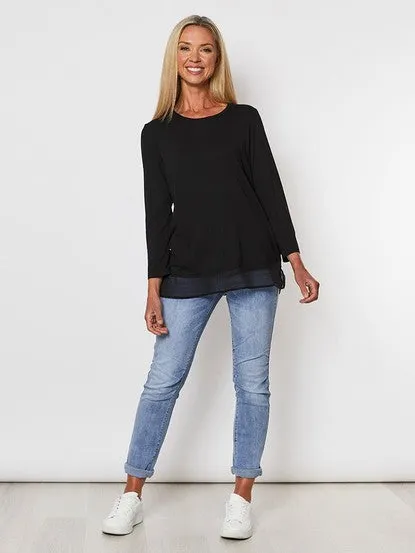 Georgette Hem Top | Black