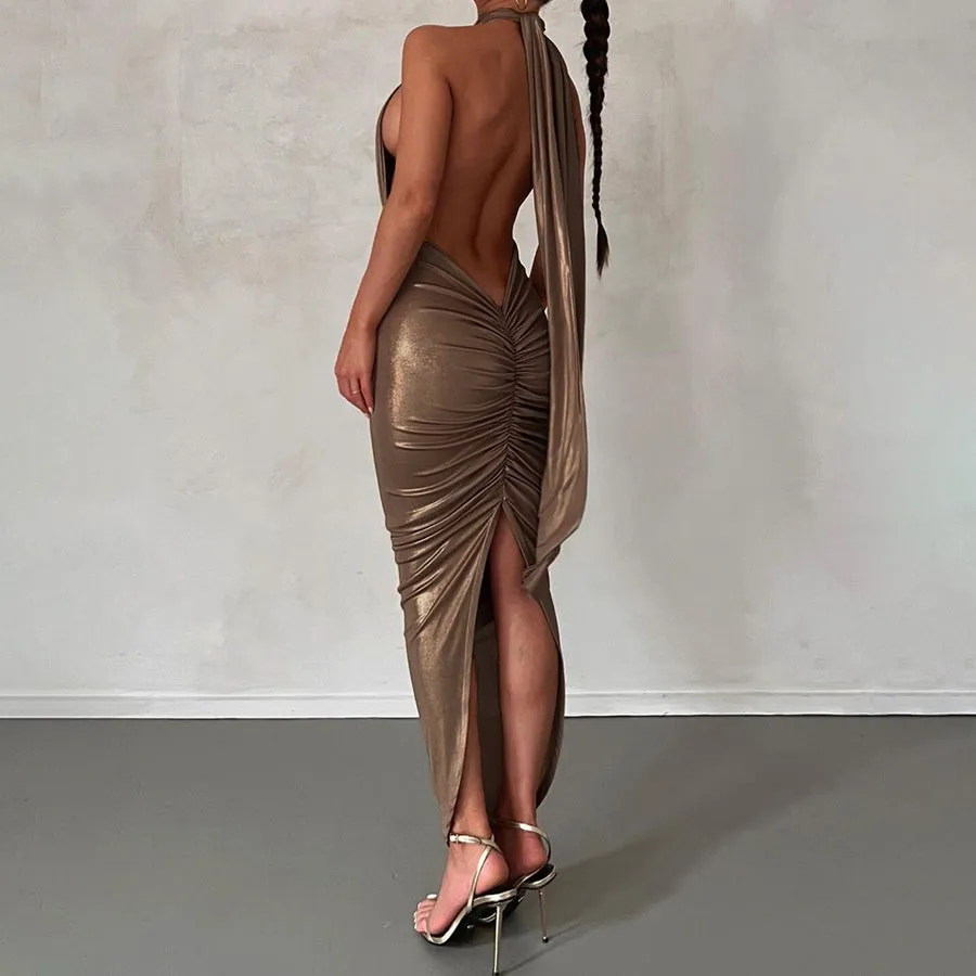 Grace Backless Back Split Maxi Dress