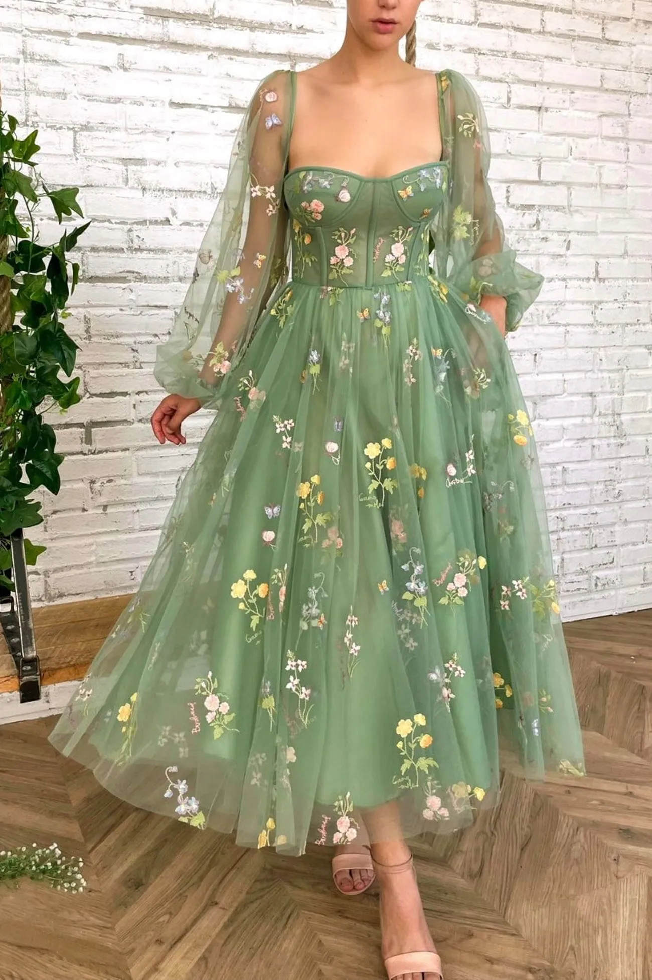 Green Tulle Lace Short Prom Dress