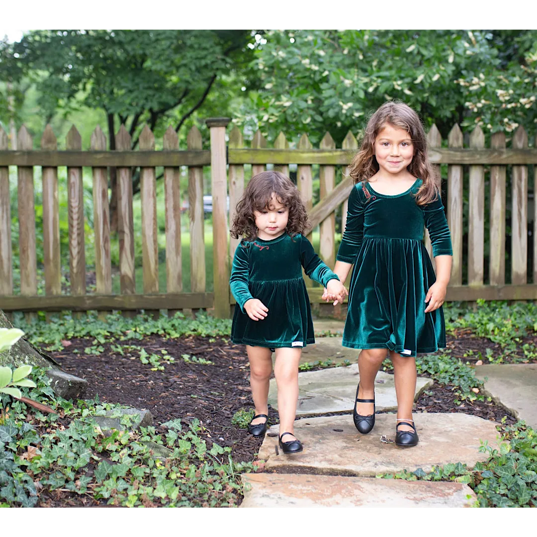 Holiday Bubble Romper in Emerald Velvet