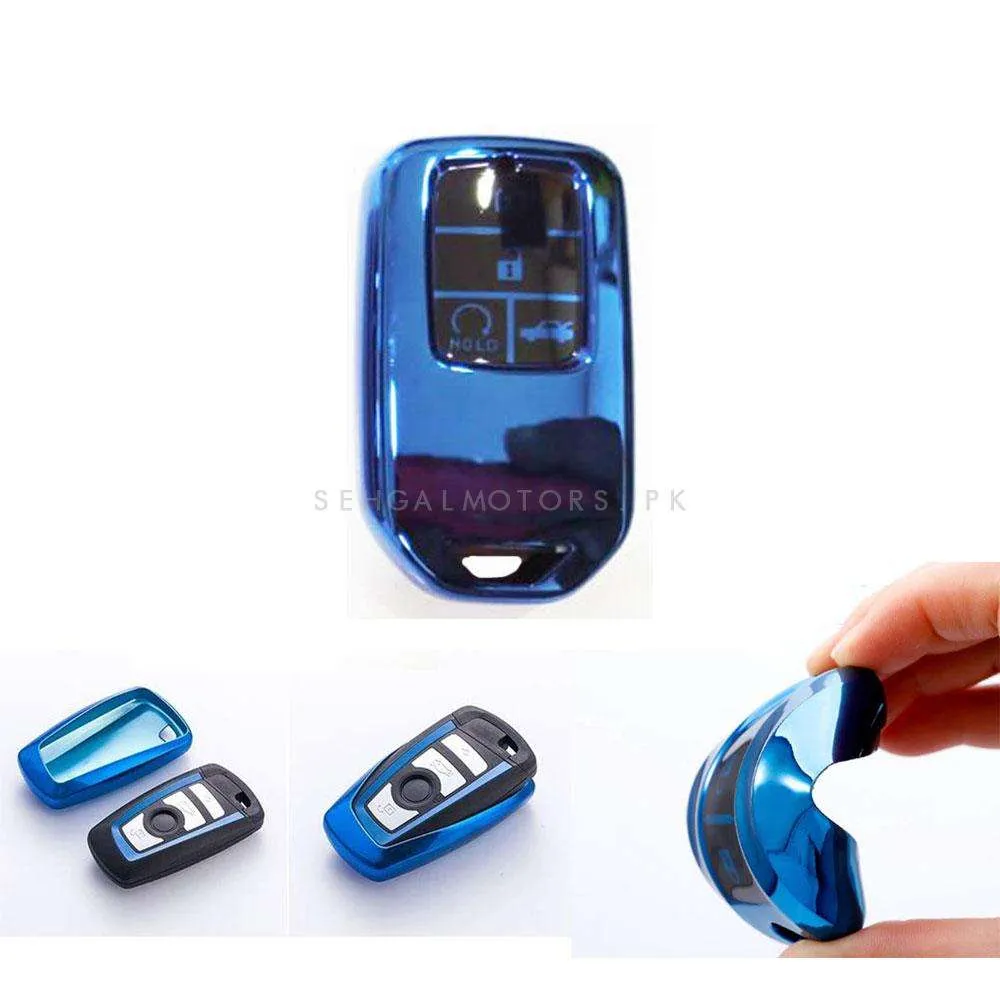 Honda Civic TPU Plastic Protection Key Cover Blue - Full Cover Remote Case Keyless Protector Jacket