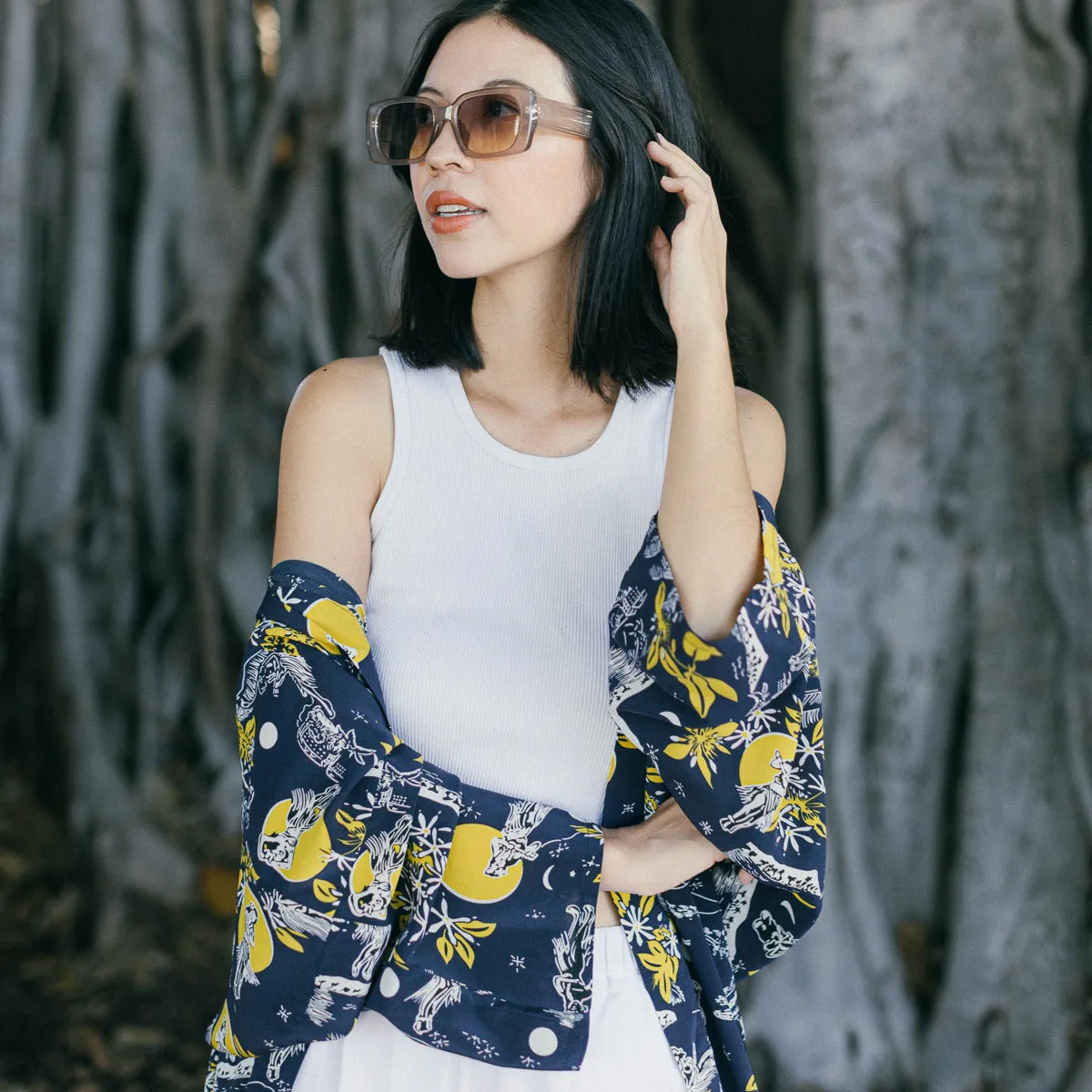 Hula Moon (Kimono Cover-Up) - Navy