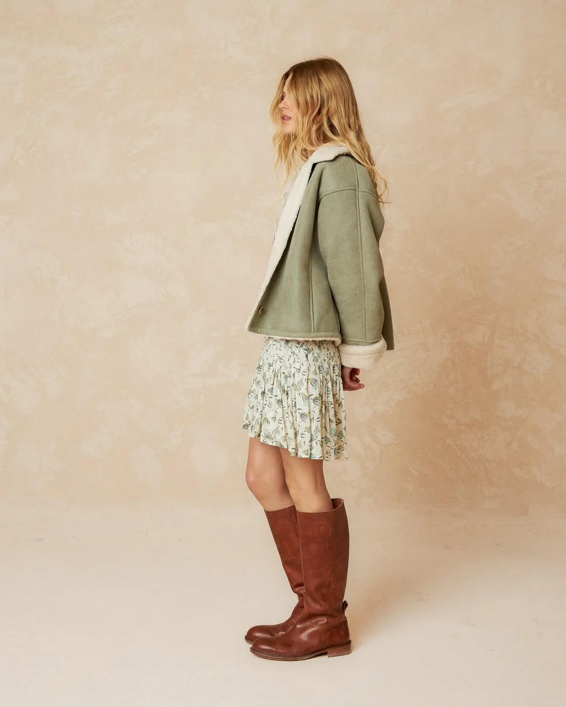 Indi & Cold Biker Shearling Jacket/ Agua
