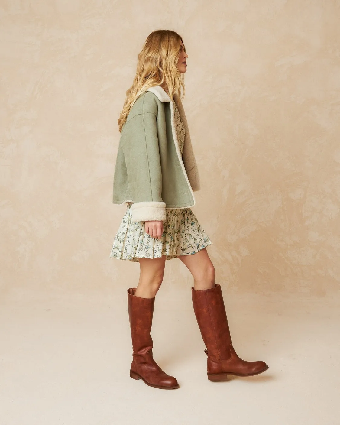 Indi & Cold Biker Shearling Jacket/ Agua