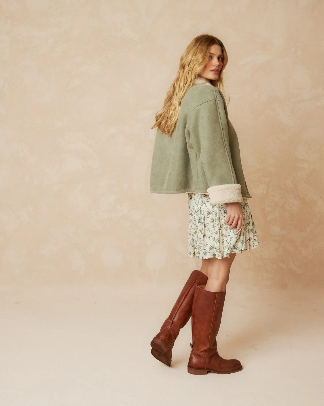 Indi & Cold Biker Shearling Jacket/ Agua