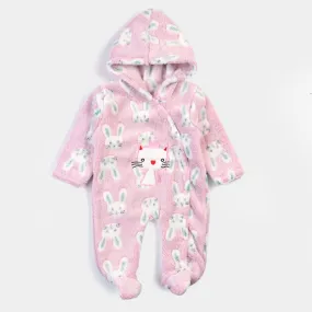 Infant Girls Velour Catty Romper - Lavender