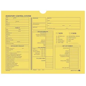 Inventory Control Jacket for Motorcycle, Boat, and RV Dealership - 12" × 9" Dimensions, Sturdy 32# Kraft Paper (7 Pt.) - Unwrapped Packs