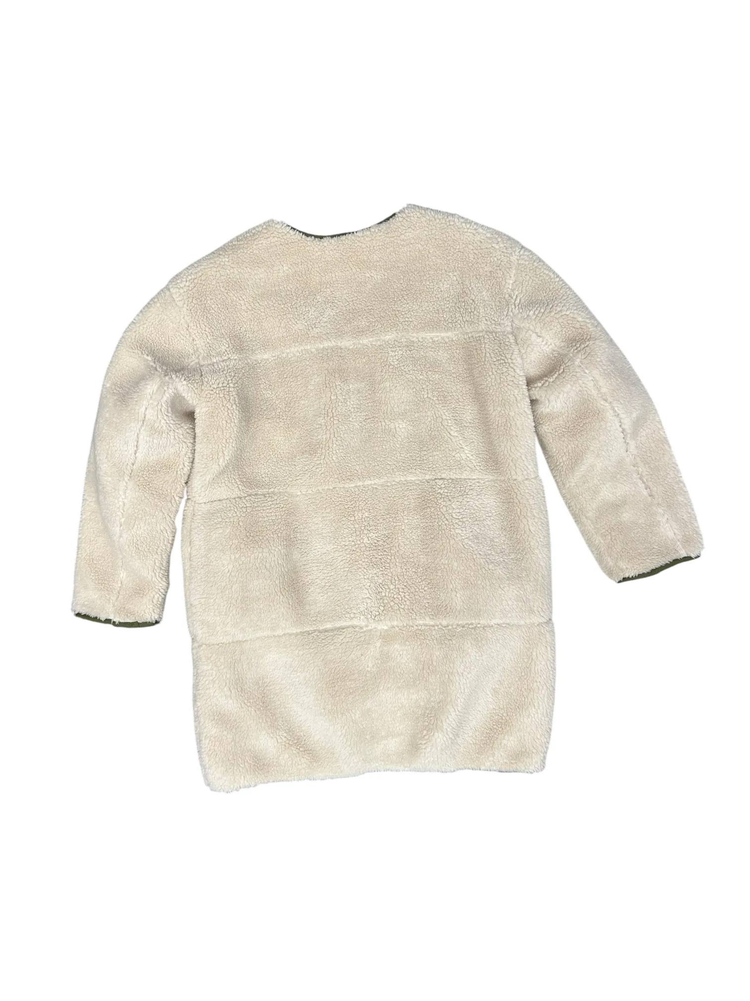 Jacket Faux Fur & Sherpa By Gap In Cream & Green, Size: M