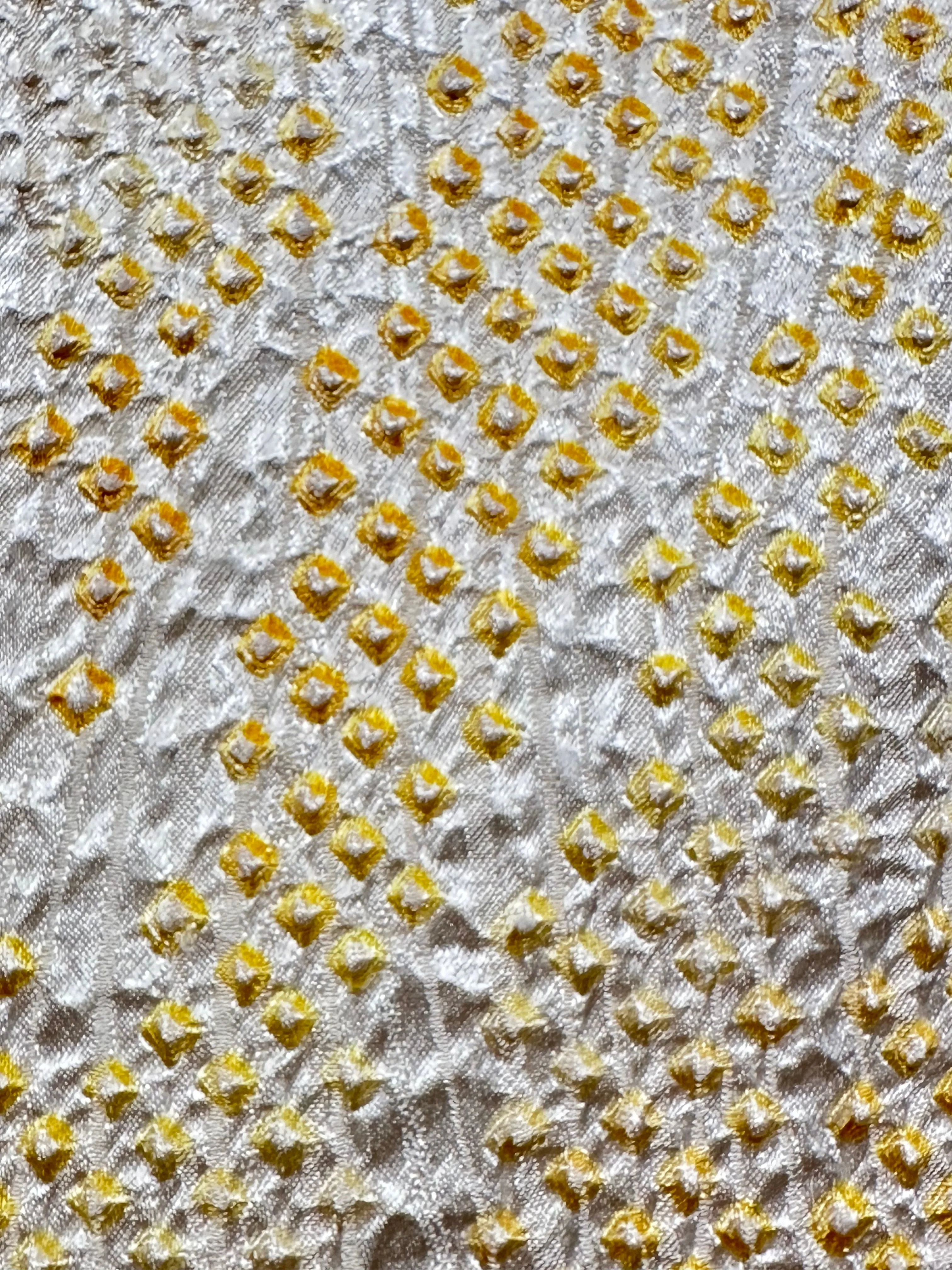 Japanese Silk Kimono Honso Shibori Toyama Pattern Yellow