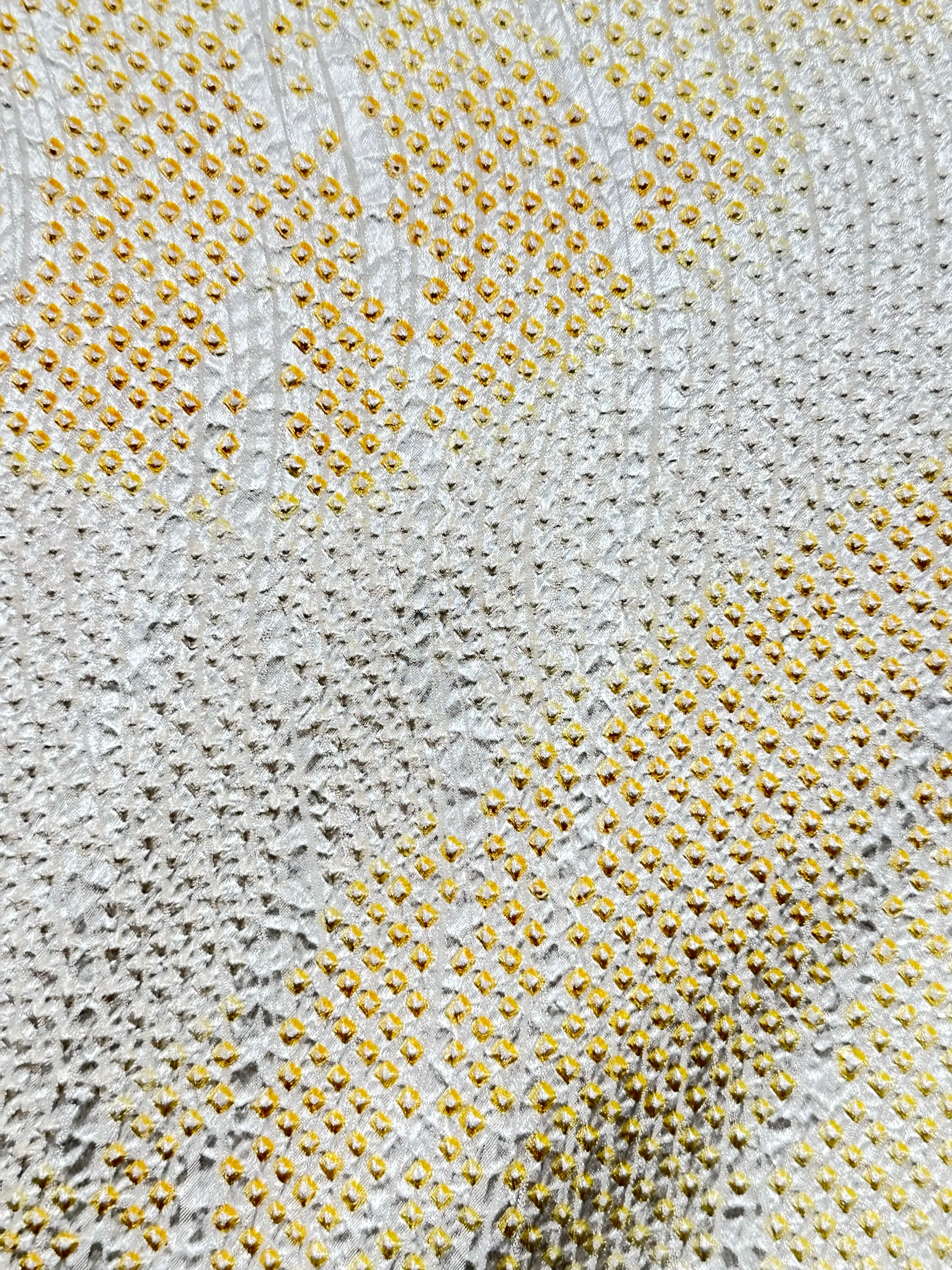 Japanese Silk Kimono Honso Shibori Toyama Pattern Yellow