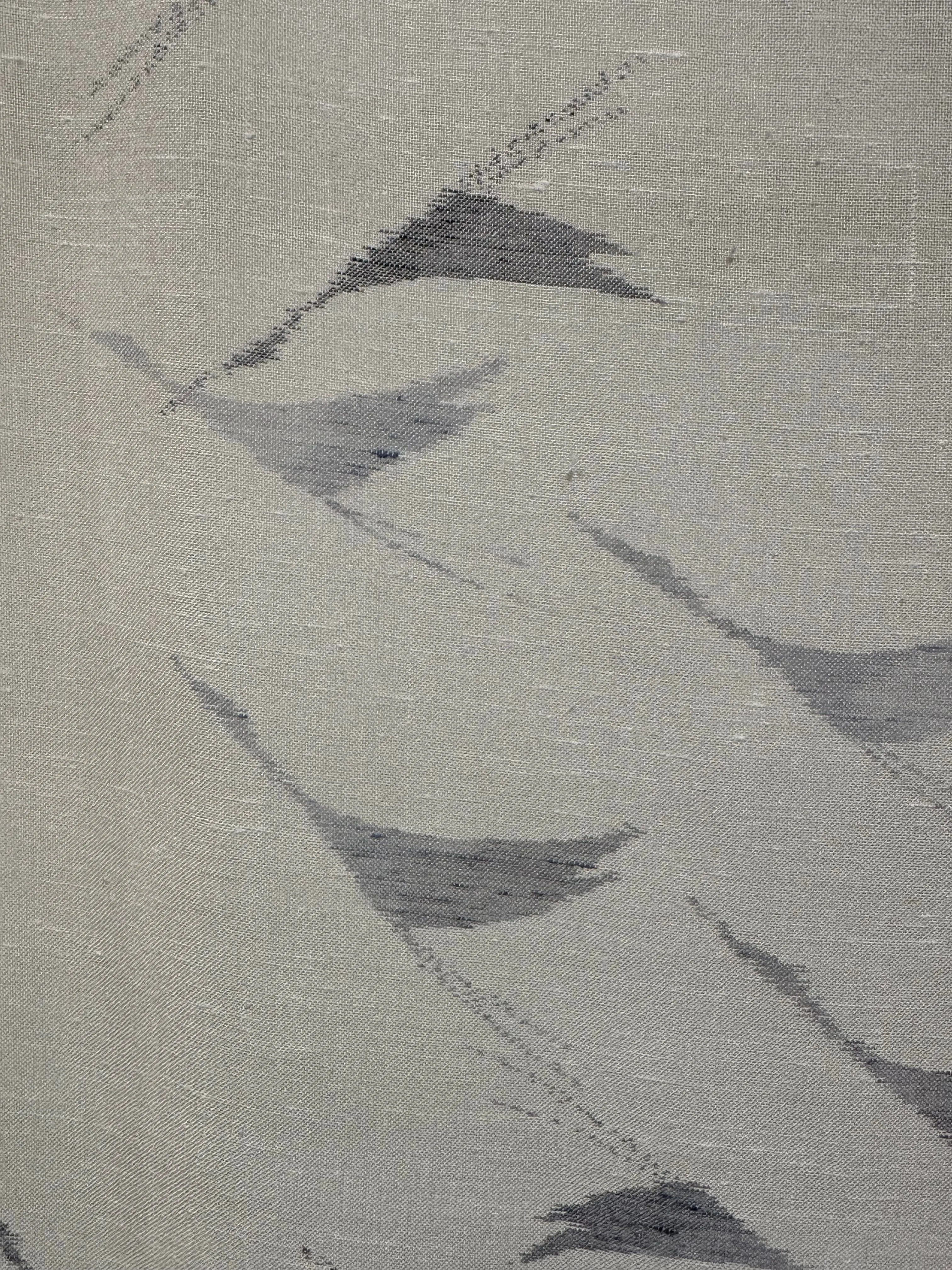 Japanese Tsumugi Silk Summer Kimono Sheer Cream Cranes Hand Spun/Woven