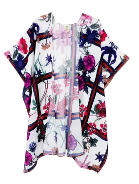 JC062731 Multi Morning Glory Flower Kimono