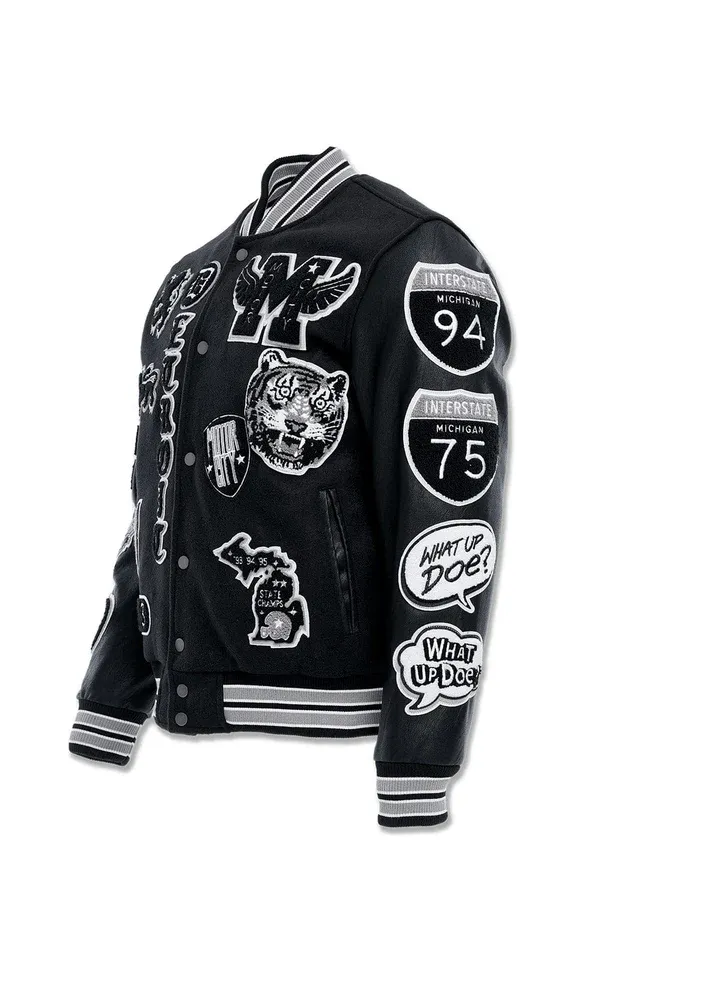 JORDAN CRAIG MOTOWN VARSITY JACKET (BLACK SHADOW)