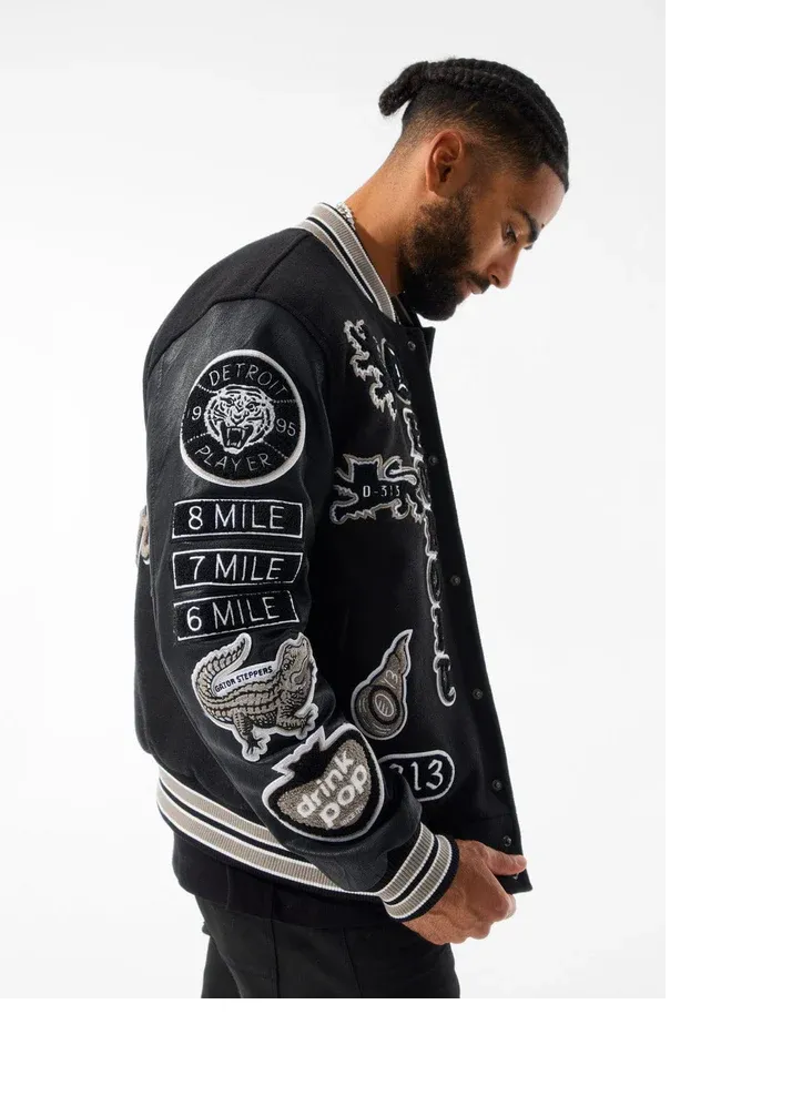 JORDAN CRAIG MOTOWN VARSITY JACKET (BLACK SHADOW)