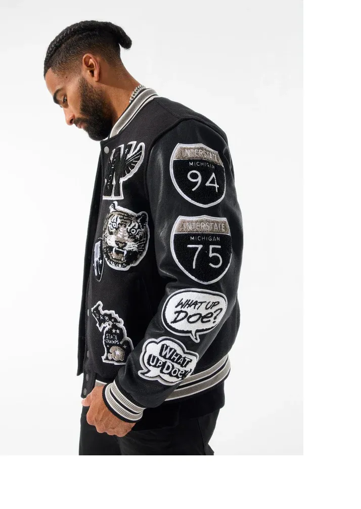 JORDAN CRAIG MOTOWN VARSITY JACKET (BLACK SHADOW)