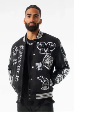 JORDAN CRAIG MOTOWN VARSITY JACKET (BLACK SHADOW)