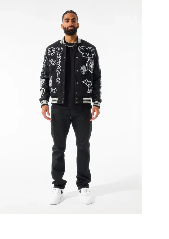 JORDAN CRAIG MOTOWN VARSITY JACKET (BLACK SHADOW)