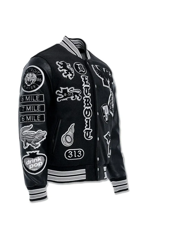 JORDAN CRAIG MOTOWN VARSITY JACKET (BLACK SHADOW)