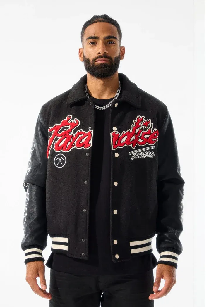 JORDAN CRAIG PARADISE TOUR VARSITY JACKET (BF STEAL) (BLACK)