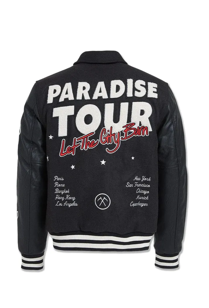 JORDAN CRAIG PARADISE TOUR VARSITY JACKET (BF STEAL) (BLACK)