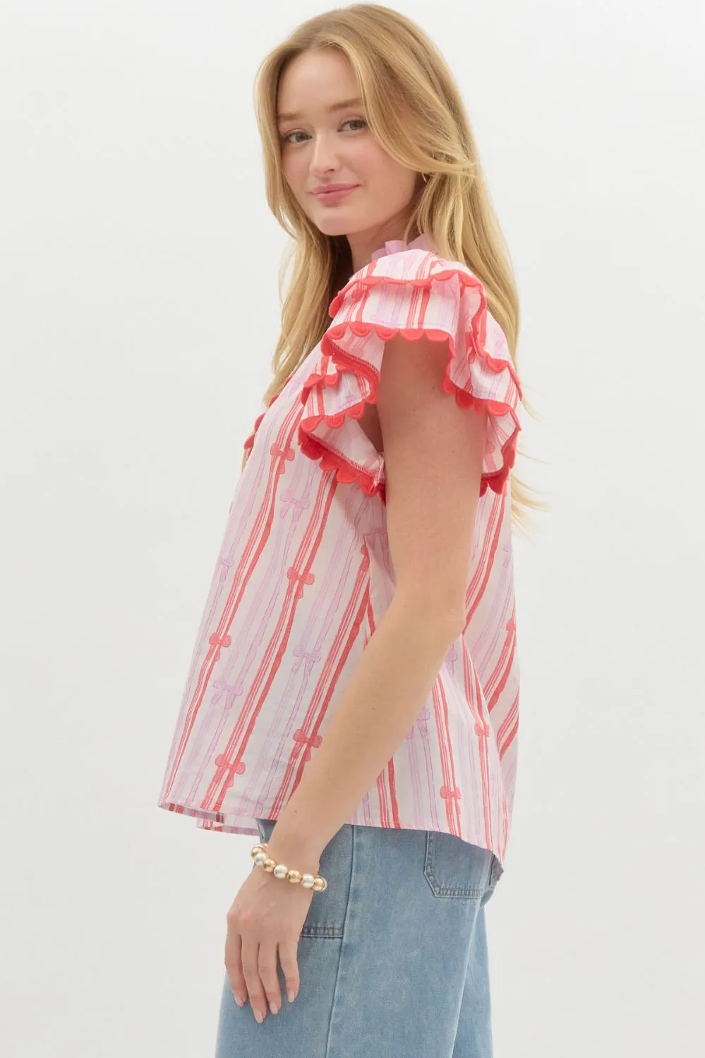 Keeping Up Bow Flutter Top