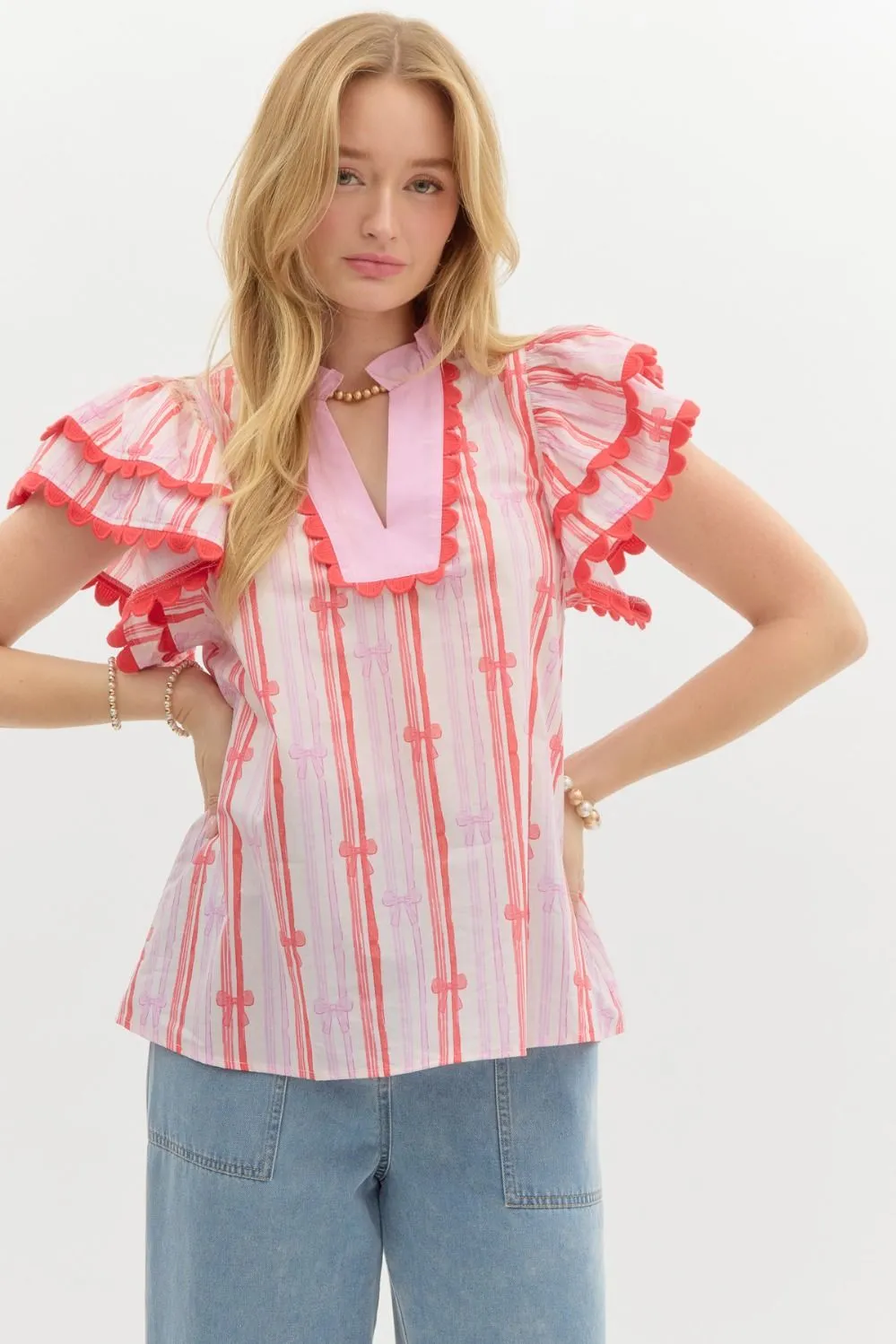Keeping Up Bow Flutter Top
