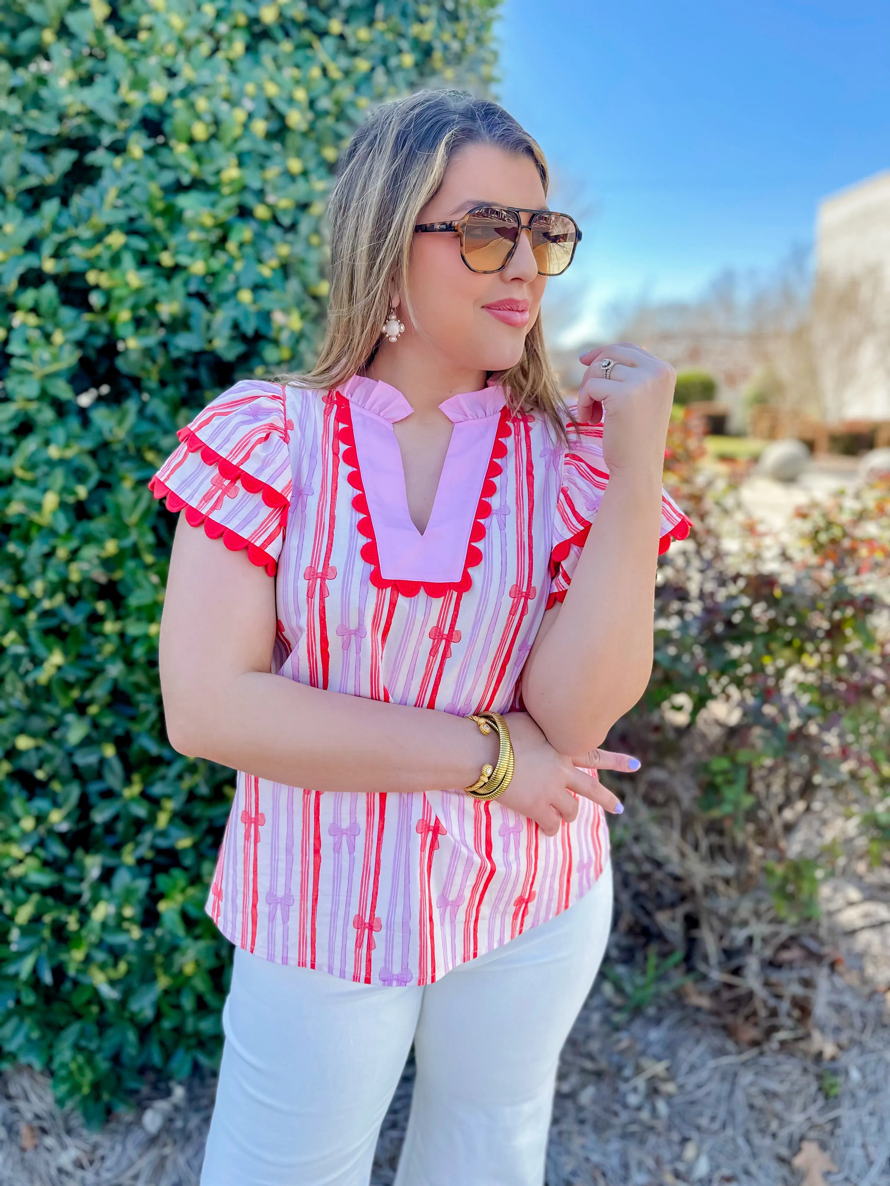 Keeping Up Bow Flutter Top