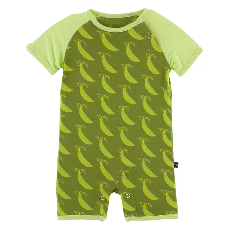 KicKee Pants Print Raglan Romper - Grasshopper Sweet Peas