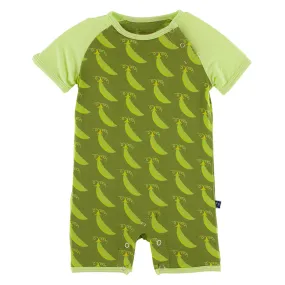 KicKee Pants Print Raglan Romper - Grasshopper Sweet Peas